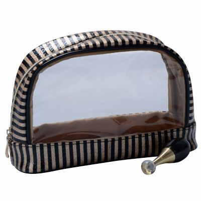 Striped Vanity Bag W/Clear Window